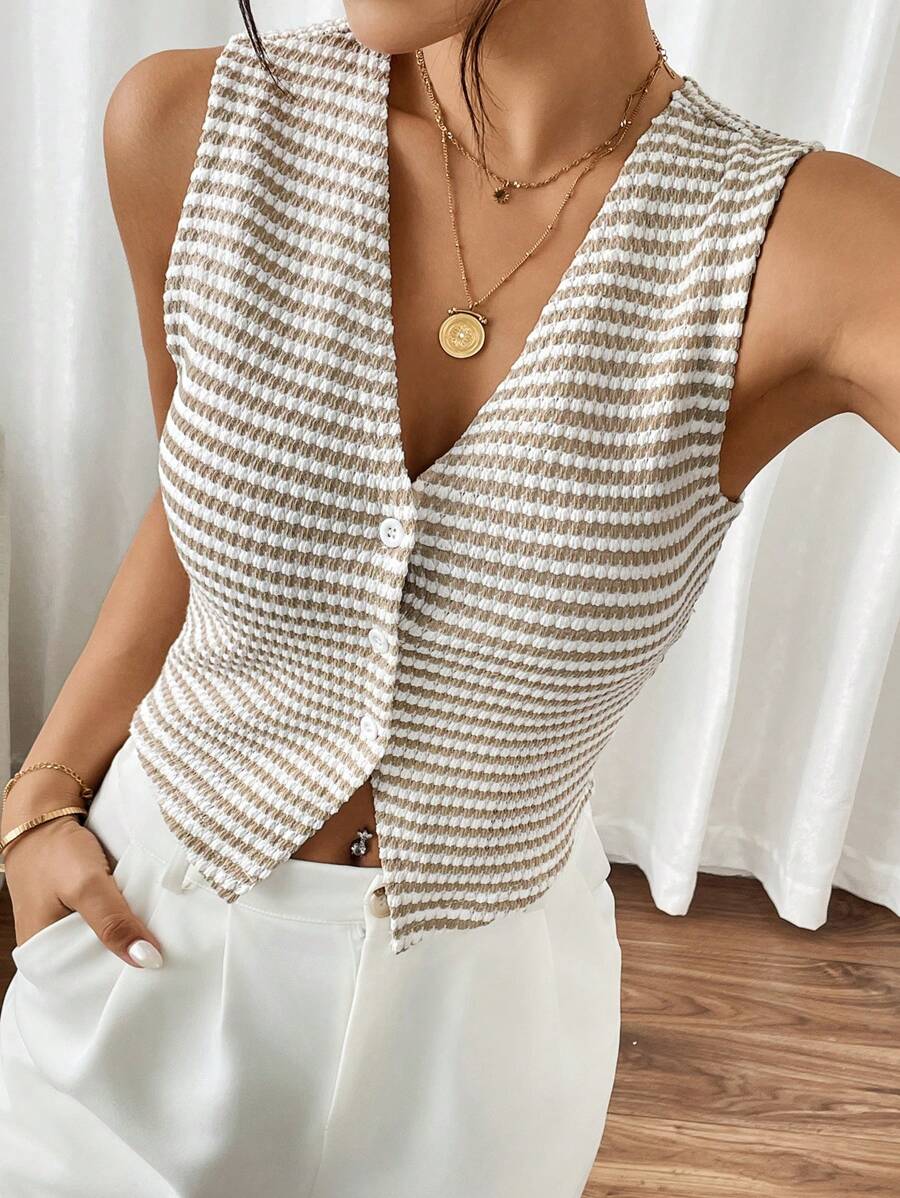 MUCHICA | TOP STRIPES BOUTONS AVANT