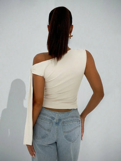 BAE | BLOUSE COL ASYMÉTRIQUE LIÉ ÉPAULE