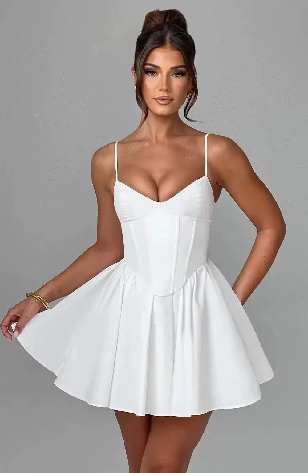 HUGCITAR | MINI ROBE PLISSÉE FLEURIE ZIPPÉE